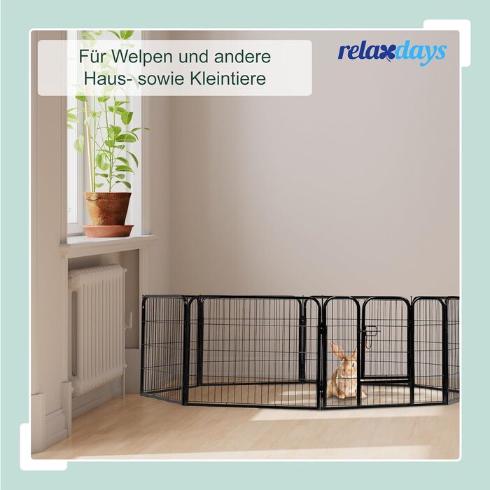 Вольєр для цуценят та дрібних тварин Relaxdays - чорний, 80x78x235 см