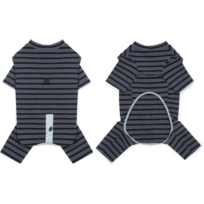 Зимовий теплий одяг для собак: теплий пуловер з бавовни, смугастий, регульований, світловідбиваючий, для малих та середніх собак, сірий, розмір M