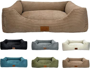 Ортопедичне ліжко для собак Elropet з м'якого корду, кошик для собак XS/S/M/L/XL/XXL (145x110x30 см), Cappuccino