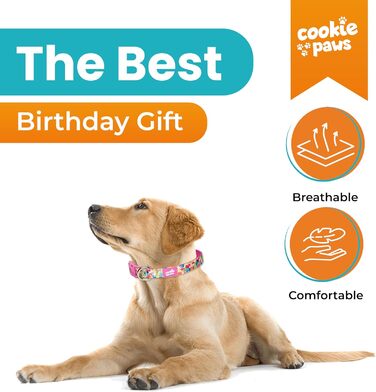 Нашийник і повідець для собак Cookie Paws, нейлоновий, м'який неопрен, з підкладкою, стильний, міцний, тропічний дизайн, розмір L