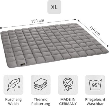 Підстилка для собак Pointer 130 x 110 см, м'яка та зносостійка - легко миється до 95°C, захист для підлоги та дивану - підходить для вулиці (84 x 57 x 20 см, світло-сіра)