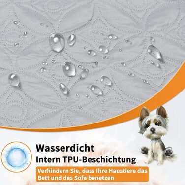 Водостійкий коврик для собак Pick for Life, 157x208 см, миючий, для великих і маленьких собак, захист ліжка, дивана, авто, двосторонній, сірий