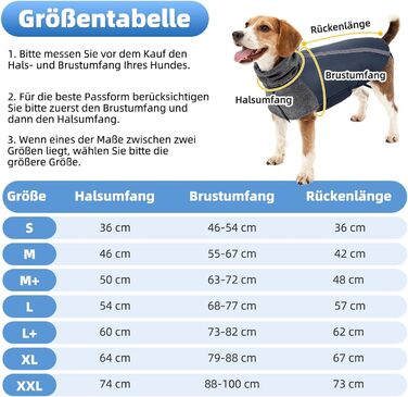 Зимова куртка для собак SlowTon з флісу, водонепроникна та вітронепроникна, з нашийником-гетром та світловідбиваючими смугами, регульована, для цуценят (Темно-синій, L+)