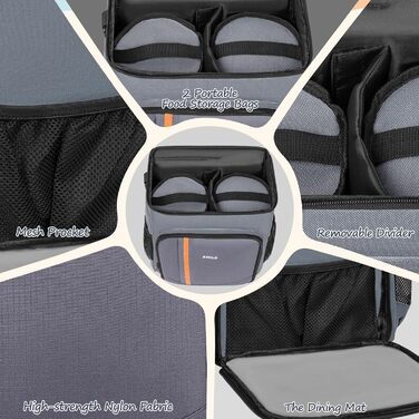 ANILD Рюкзак для собак, туристичний, з TSA-замком, сірий, з контейнерами для їжі та напування