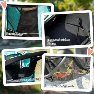 Візок для собак та котів PawHut, розкладний, до 10 кг, з великими колесами та підстилкою (Турквіс)