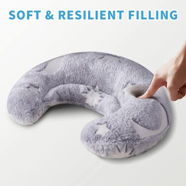 Заспокійливе U-подібне подушечка для домашніх тварин для собак та котів, машинного прання, ультрам'який флісовий чохол, подушечка для підтримки шиї для літніх людей, слабких, недієздатних тварин, яскраво-сірого кольору