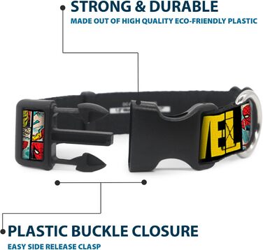 Нашийник для собак Marvel з кліпсою, пластиковий, 22,9-38,1 см, ширина 1,3 см, багатокольоровий