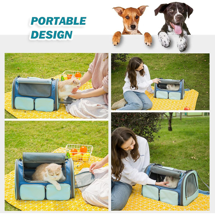 Транспортна переноска для собак та котів PETCUTE, дихаюча, складана, з м'яким матрацом, з плечовим ременем, сертифікована для авіаперевезень, жовта