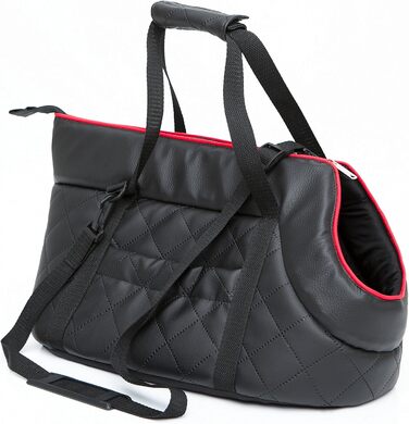 Чорна сумка-переноска для собак та котів до 5 кг з екошкіри (25 x 50 x 27 см)