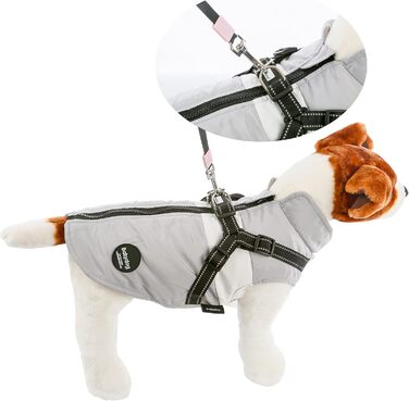 Тепла куртка для собак, зимова жилетка для малих та середніх собак, пуловер для собак, вітронепроникна жилетка з кільцем для повідка, сірий колір, розмір M