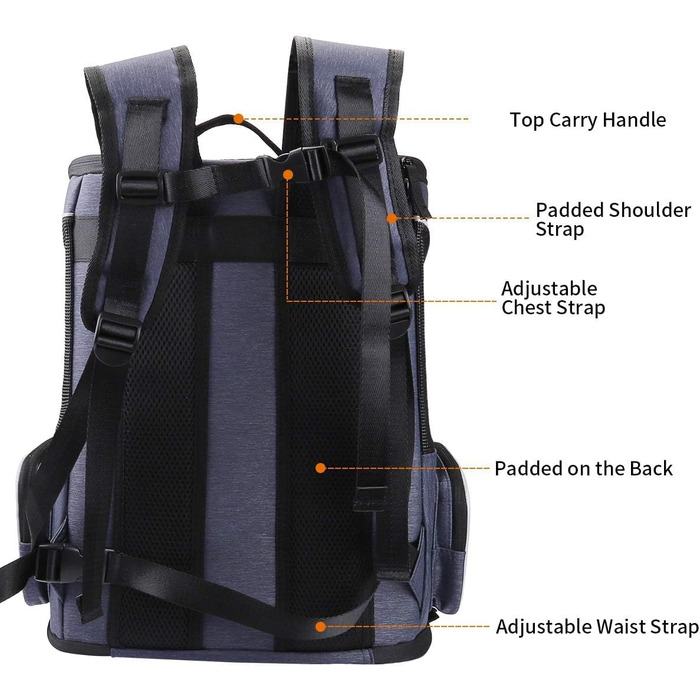 Рюкзак для кота Morpilot, рюкзак для собаки, складаний рюкзак для домашніх тварин з прозорим вікном, дихаючий та легкий, блакитний, 33L, 33 x 28 x 42 см