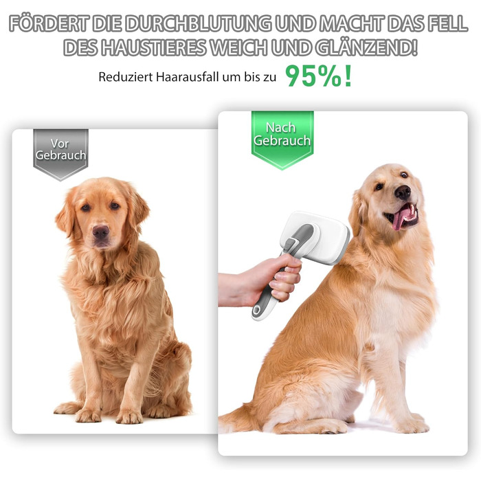 Щітка для вичісування шерсті самоочищувана, для собак та котів з довгою та короткою шерстю, сіра