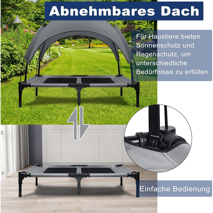 Крісло-ліжко для собак та котів з балдахіном, 76x61x76 см. Зручне, з міцним металевим каркасом та дихаючою тканиною для дому та вулиці