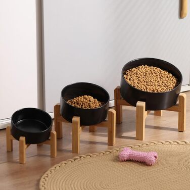 Керамічна годівниця для собак та котів Petygooing, нахилена, протиковзна, з підставкою, чорна, 3.6 літри