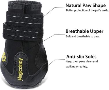 PETCUTE: Чорні захисні чоботи для собак, 4 шт. - дихаючі, водонепроникні, неслизькі. Підходять для малих, середніх та великих собак. Літні чоботи для собак, розмір 7.0*8.0 см