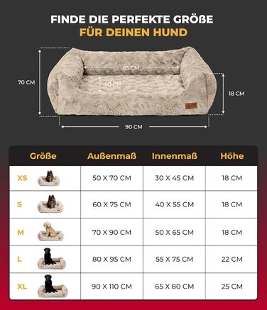 Ортопедичне ліжко для собак Deluxe Exklusiv M (70x90 см) з Memory Foam, антиковзаючою основою, можливостю прання, колір пісок, Made in Germany