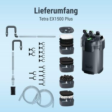 Зовнішній фільтр для акваріума Tetra EX 1500 Plus, до 600 л, потужний очищувач води, для кришталево чистої води в акваріумі, для прісноводних і морських акваріумів, внутрішній простір