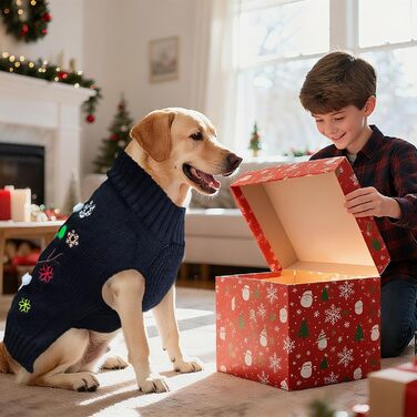 Святий Вечірній Пуловер для Собак, Милий Олень, Пуловер для Домашніх Улюбленців, Тепла Зима, Середні та Великі Собаки та Кішки (XXL) (XL, Чорний Сніговик)