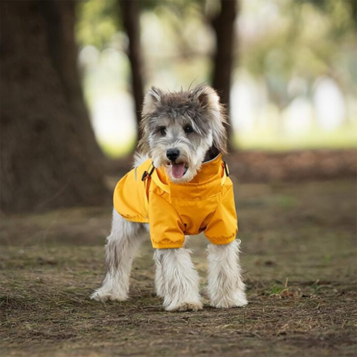 Водонепроникний дощовик для собак з блискавкою, світловідбиваюча куртка для цуценят, дощовик з отвором для шлейки, жовтий, розмір M
