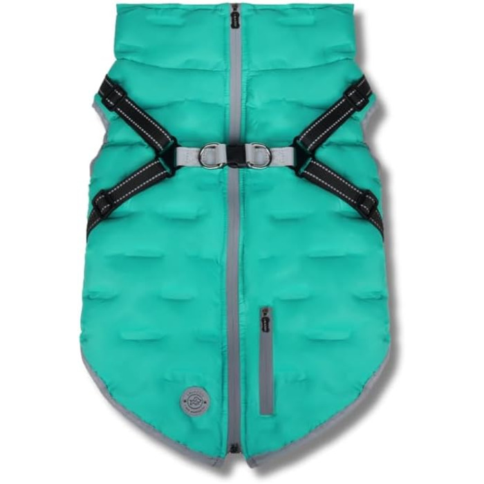 Водонепроникна тепла куртка для собак 2-в-1 з інтегрованою шлейкою – Зимова куртка для собак з відбиваючими елементами, вітронепроникна, для осені та зими (XXL, блакитний)