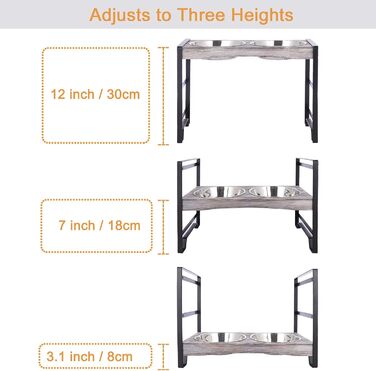 Підвищена годівниця для собак Satauko з 3 рівнями регулювання, дерев'яна годівниця для великих собак з двома мисками з нержавіючої сталі, протиковзна годівниця, миска для води та їжі. Сіра