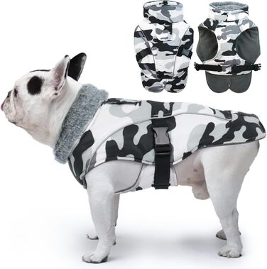 Теплий зимовий одяг для собак DENTRUN: водонепроникний флісовий пуловер для собак середнього розміру (M, камуфляж)