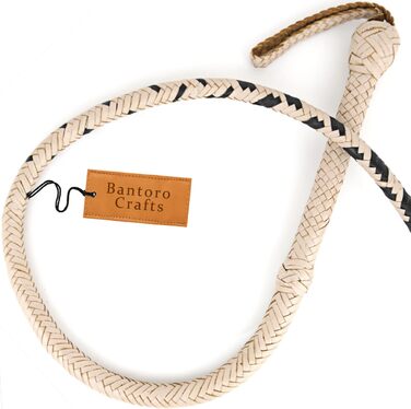 Чорно-кремова батогом з кенгурячої шкіри, важка батогом для биків з 16 пасмами, сплетений шкіряний пояс та шкіряна підкладка всередині, гучна, дзвінка батогом, стиль Індіани Джонса, для верхової їзди, кінний спорт, 6 метрів