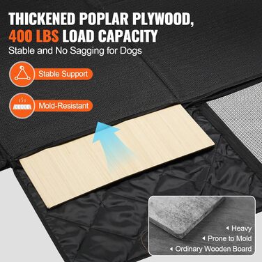 Захисна ковдра для собак VEVOR на заднє сидіння авто, 137x61 см, до 180 кг, з жорсткою основою, сітчастим вікном та кишенею для зберігання