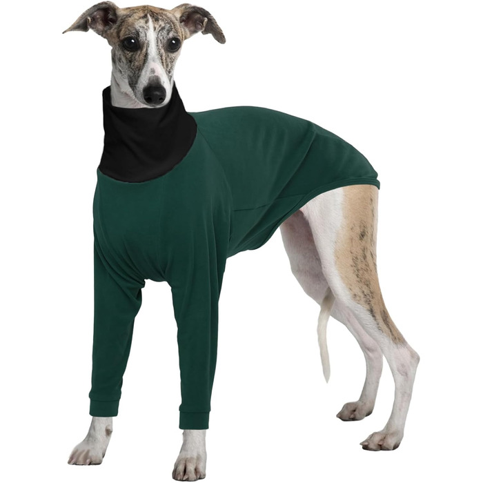 Теплий пуловер для Whippet, Greyhound та інших породистих собак. Зручний халат-піжама з флісу (Хлопчатозелений, XL)