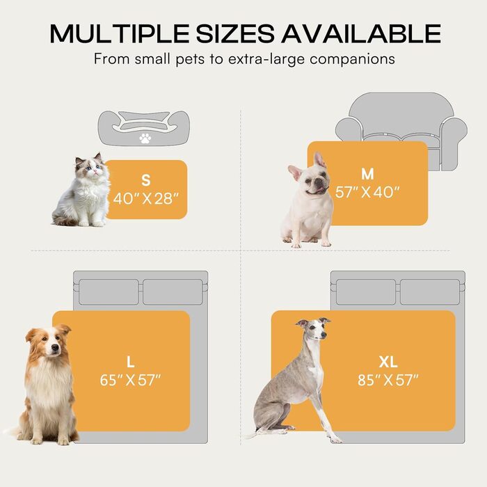 Водонепроникний килимок для собак Luciphia, великих порід, ультрам'який, заспокійливий, з коротким ворсом, флісовий, довговічний та теплий, захист меблів, для дивана, ліжка, ковдра для тварин, машинне прання, сірий - Stone Gray XL (85''x57'')