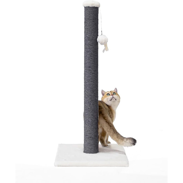 Дряпка для котів Petrebels Maine, 90 см, з міцною основою та сизалевим стовпчиком, 40 x 40 x 90 см, колір off-white