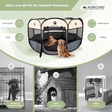 Mobiclinic® Pets: Двосторонній вольєр для цуценят, сірий, 114x114x58 см, Scooby