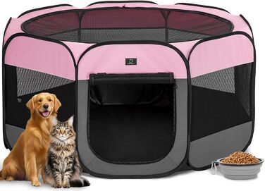 Льоток для собак великих порід, 4 Pet, портативний, з мискою, водовідштовхувальне дно, сірий + рожевий