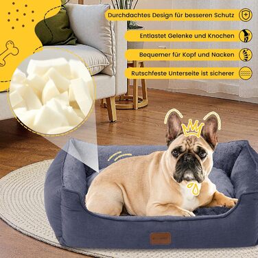 Ортопедичне ліжко для собак OUPEIWAWA, 62x50x17 см, сіре, для маленьких та середніх порід