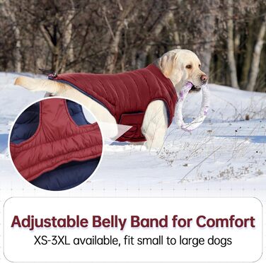 Водонепроникний та вітронепроникний зимовий одяг для собак Lelepet, теплий та легкий, для малих порід, з регульованою застібкою та отвором для повідка, Чіхуахуа, зелений, розмір 3XL, бордовий