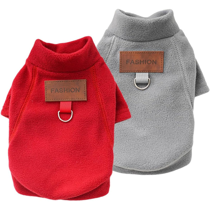 Флісові пуловери для собак (2/3 шт.) - теплі, м'які, з ролетним коміром, для маленьких собак, кошенят, тепла зимова одяг для домашніх тварин (A-Сірий, Червоний, L)