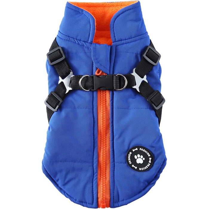 Тепла куртка для собак на блискавці, водонепроникна та вітронепроникна, перевертається, блакитна, розмір S