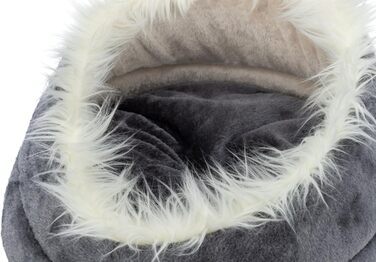 Кругле собаче ліжко TRIXIE Minou, діаметр 60 см, білий/сірий - м'яке ліжко для собак з Softplüsch, кошик для собак маленьких та середніх порід, неслизьке, 36299