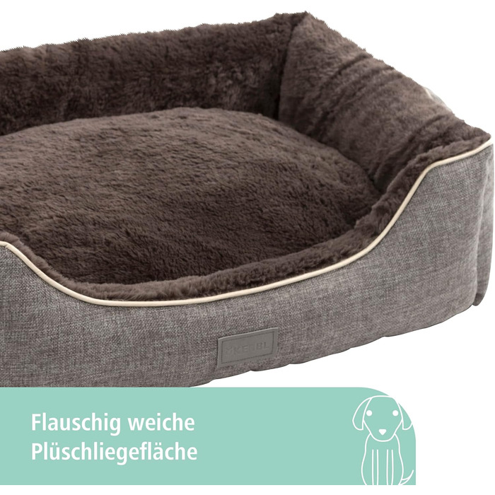 Ліжко для домашніх тварин Kerbl Samuel, 50x40x15 см, сірий/темно-сірий, поліестер, знімний поворотний подушок, придатне для прання при 30°C