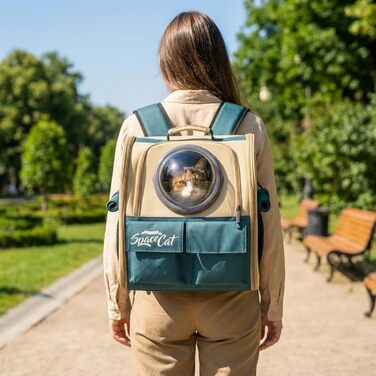 Розширюваний рюкзак для тварин Galatée, дозволений для перевезення в літаку, для котів та маленьких собак, дихаючий, для подорожей, хакі