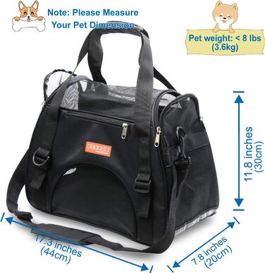 Транспортувальна сумка для тварин: котів, собак, кроликів, хом'яків. Чорна, розмір M (47x27x28 см) та L (44x30x20 см). Підходить для перельотів, вага до 5 кг. З плечовим ременем.