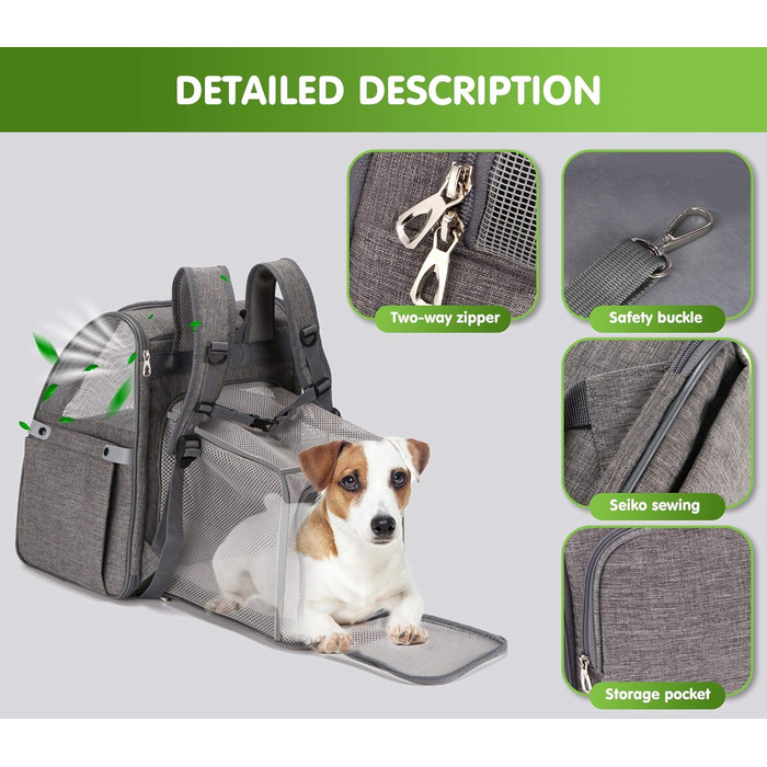 PETCUTE Рюкзак для собак та котів, дихаючий, з внутрішнім ремінком безпеки, розкладний, з бічними кишенями, для маленьких собак та котів, червоний