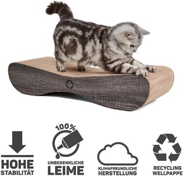 Когтеточка для котів CanadianCat XXL Satellite 2.0, темно-сіра, картон з котячою м'ятою, 76×24×15 см