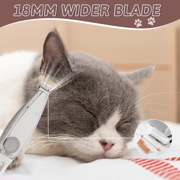 Триммер для собак з подвійними лезами, 2 швидкості, для догляду за лапами, очищення очей, вух та обличчя (білий)