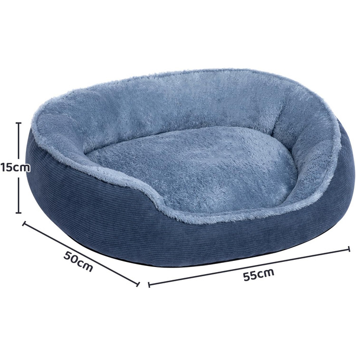 Кругле ліжко для котів та цуценят Hollypet, м'яке, дихаюче, 55x50x15 см, блакитно-сіре