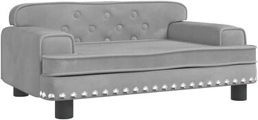 Лягушковий лежак для собак, м'яка подушка для собак, лежанка-софа для маленьких собак, лежанка для домашніх тварин, лежанка для котів, світло-сірий велюр, 70 x 45 x 30 см, сірий