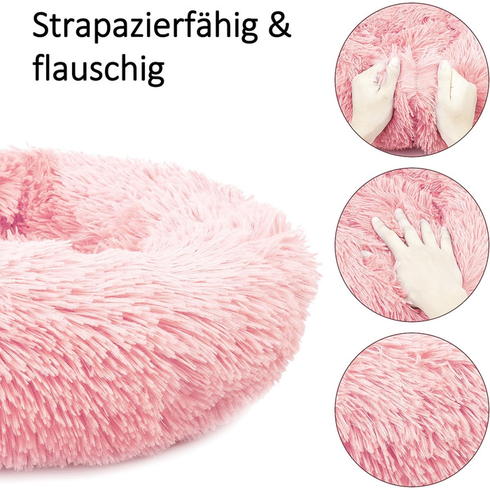 М'яке ліжко для собак та котів Donut 50см - рожеве, для маленьких та середніх порід