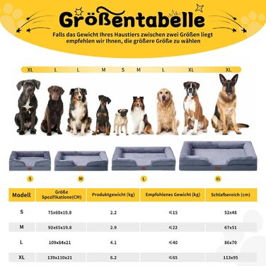 Ортопедичне ліжко для собак середніх та великих порід 109x84x21 см, високощільна піна з високим пружним ефектом, знімний водонепроникний чохол, зручне та антиковзаюче, темно-сірий колір