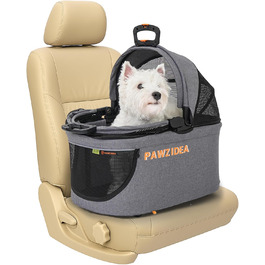 Автокрісло для тварин PAWZIDEA - сіре, до 15 кг, знімні та миючі подушки