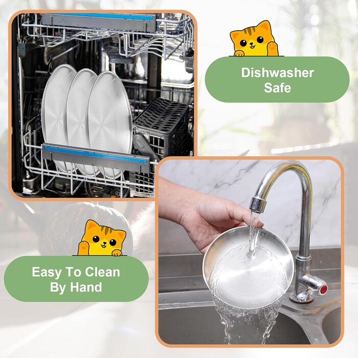 Набір мисок для котів Gjinxi (4 шт.), 14 см, нержавіюча сталь, для корму та води